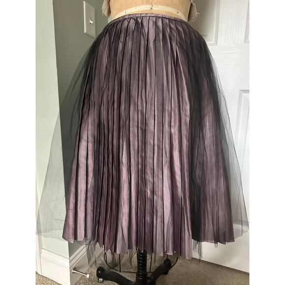 St. John evening Collection Pleated Metallic Skirt pink black tutu knee sz 8 - Picture 8 of 16